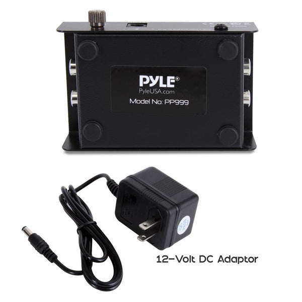 Pyle Compact Phono Turntable Preamp - Ultra-Low Noise Audio Pre-Amplifier with 12-Volt Power Adaptor PP999